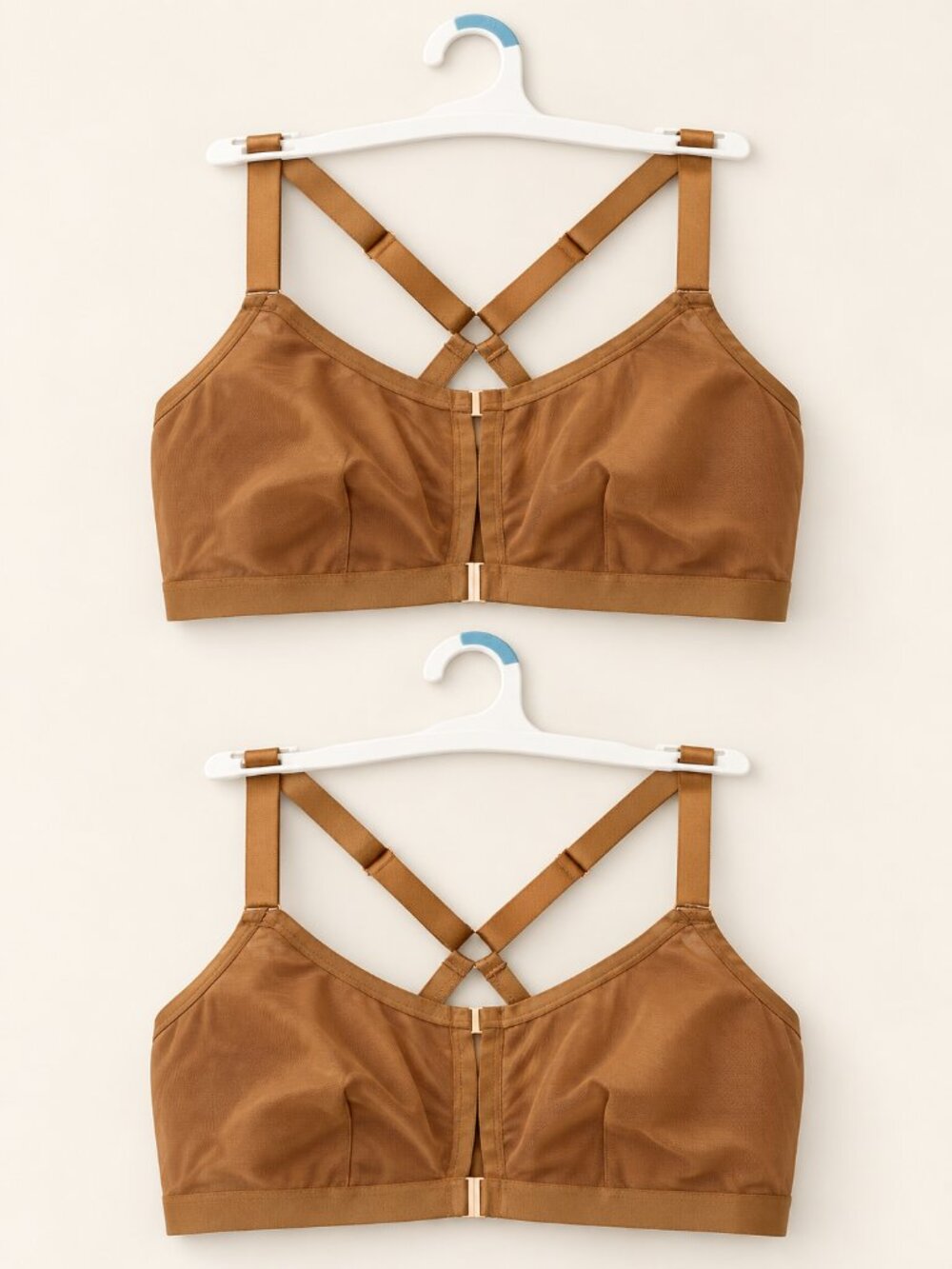 2-Pack NWT Auden XXL Sheer Mesh Longline Bralettes Caramel Brown